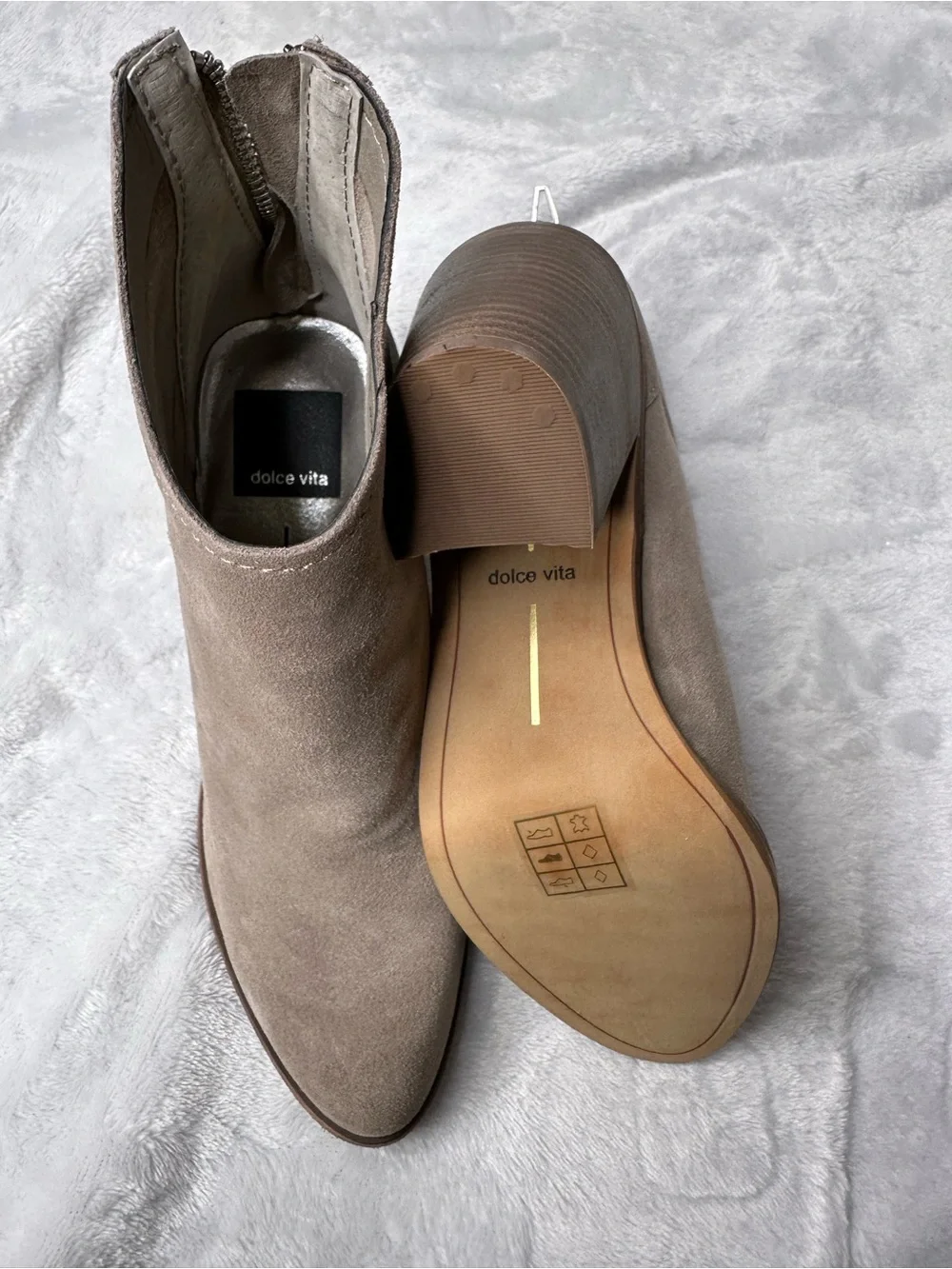 Dolce Vita Taupe Suede Ankle Booties